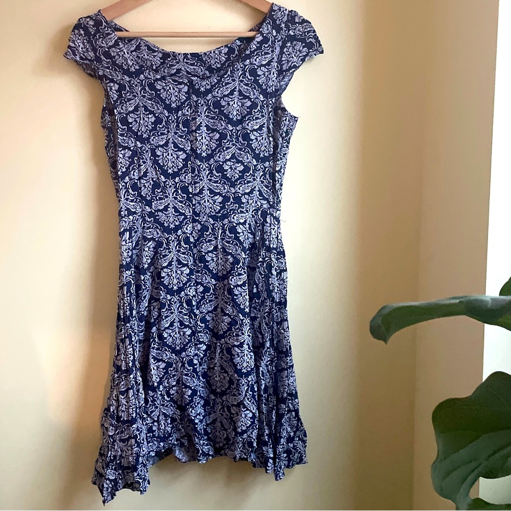 Blue rococo style flowy dress